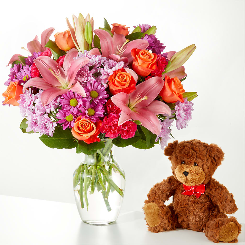 One and Only Bouquet and Bear Bundle – FONSECA'S FLOWERS, San Bernardino CA