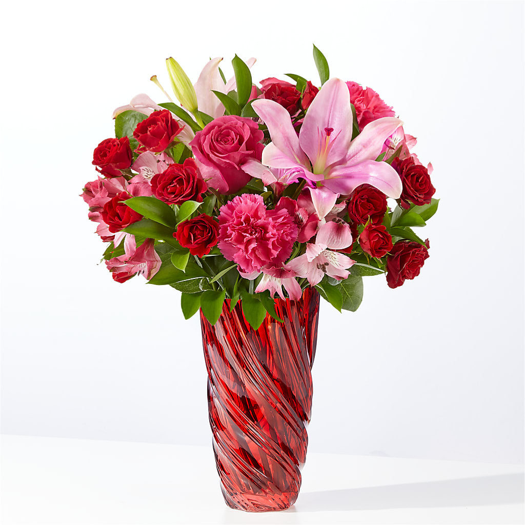 In Love Bouquet with Luxe Swirl Vase – FONSECA'S FLOWERS, San Bernardino CA