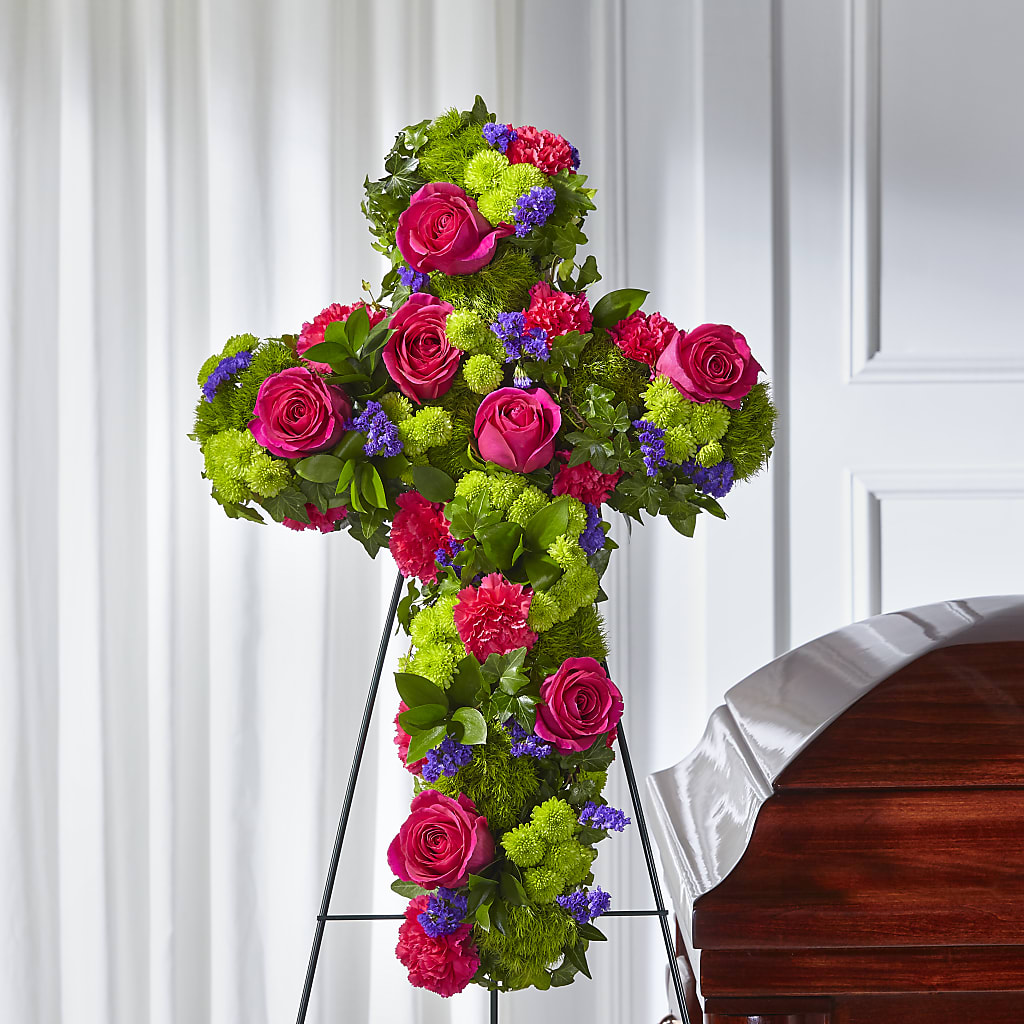 Tribute Rose Floral Cross – FONSECA'S FLOWERS, San Bernardino CA