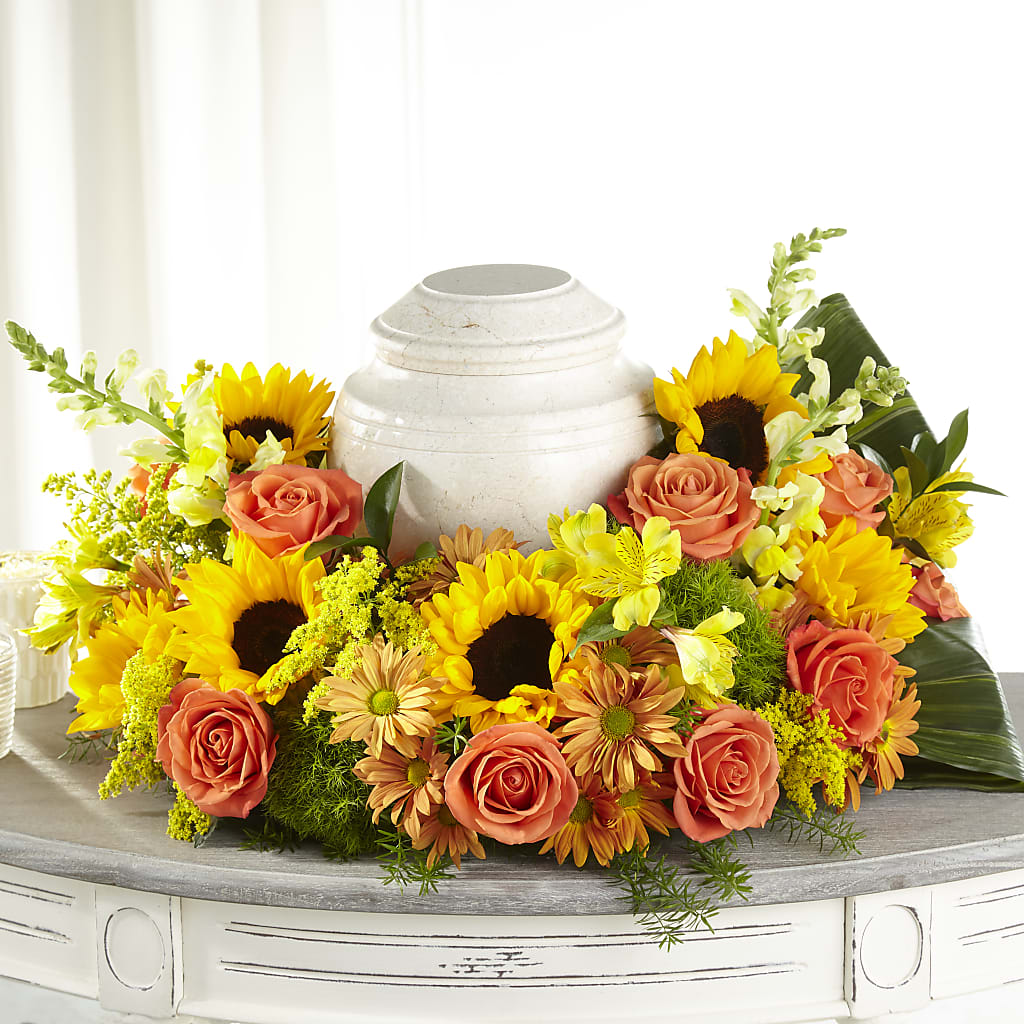 Faithful Sunflower Cremation Adornment – FONSECA'S FLOWERS, San Bernardino CA