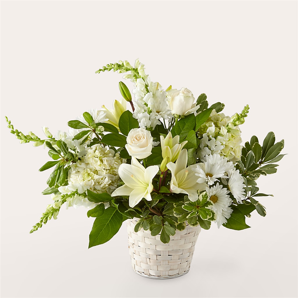 Ivory Elegance Floral Basket – FONSECA'S FLOWERS, San Bernardino CA