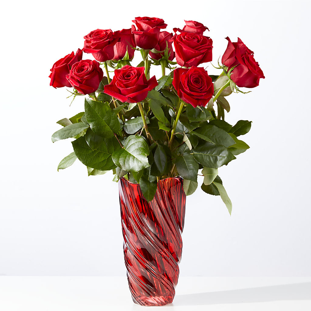 Classic Love Red Rose Bouquet with Luxe Swirl Vase – FONSECA'S FLOWERS, San Bernardino CA