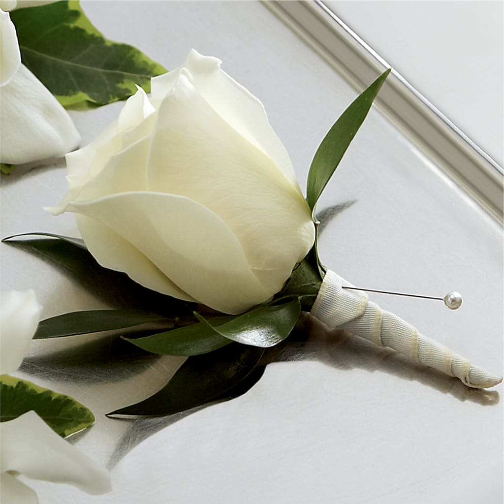 White Rose Boutonniere – FONSECA'S FLOWERS, San Bernardino CA