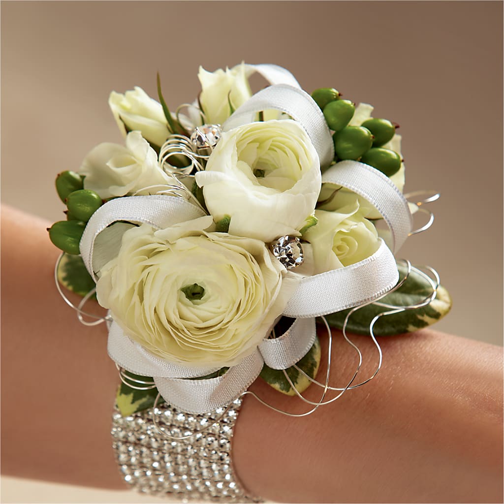 White Wedding Corsage – FONSECA'S FLOWERS, San Bernardino CA