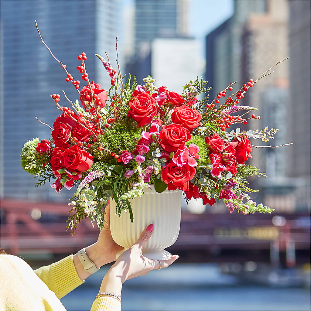 Big Red Bow Bouquet – FONSECA'S FLOWERS, San Bernardino CA