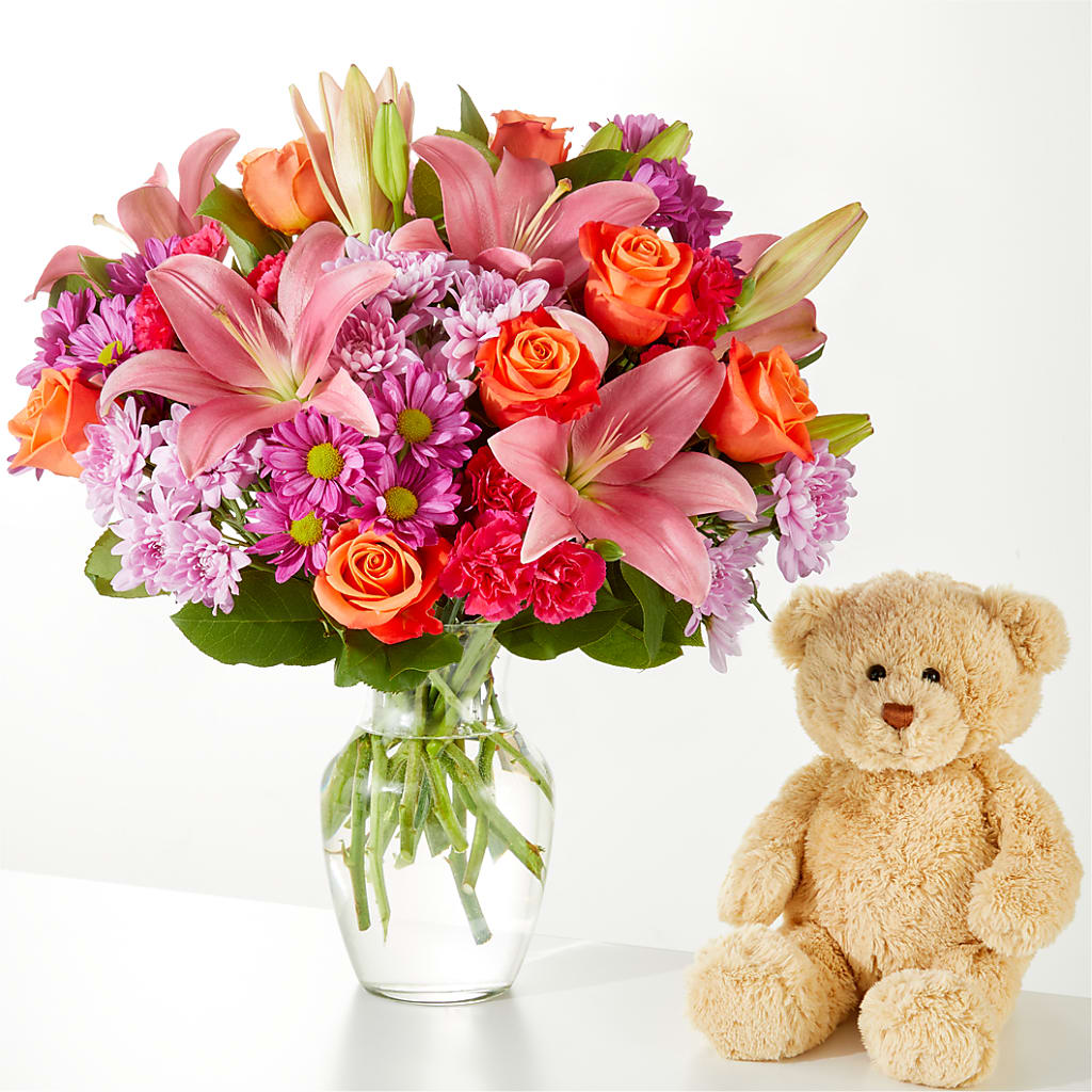 One and Only Bouquet and Bear Bundle – FONSECA'S FLOWERS, San Bernardino CA
