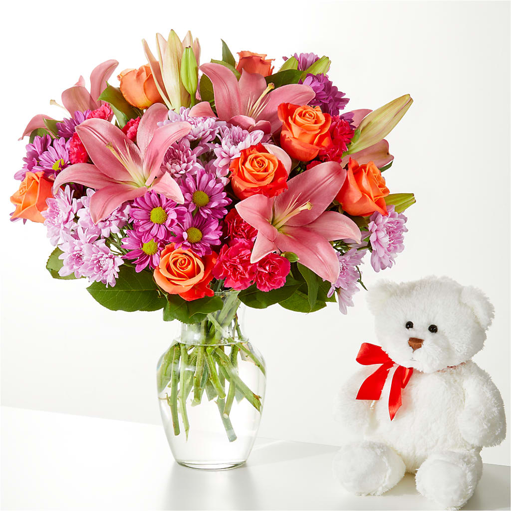 One and Only Bouquet and Bear Bundle – FONSECA'S FLOWERS, San Bernardino CA