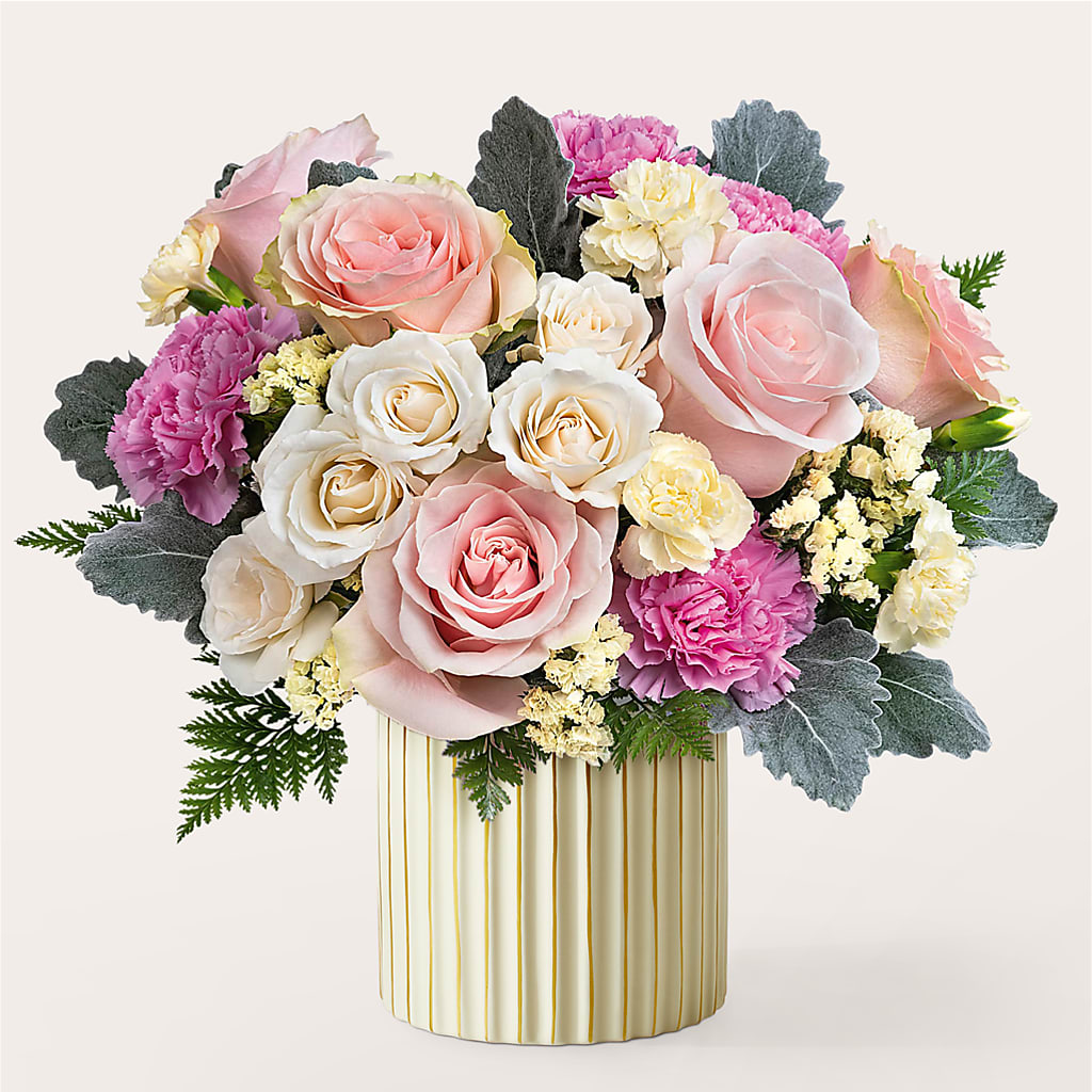 Blissful Moments Bouquet with Ivory Vase – FONSECA'S FLOWERS, San Bernardino CA