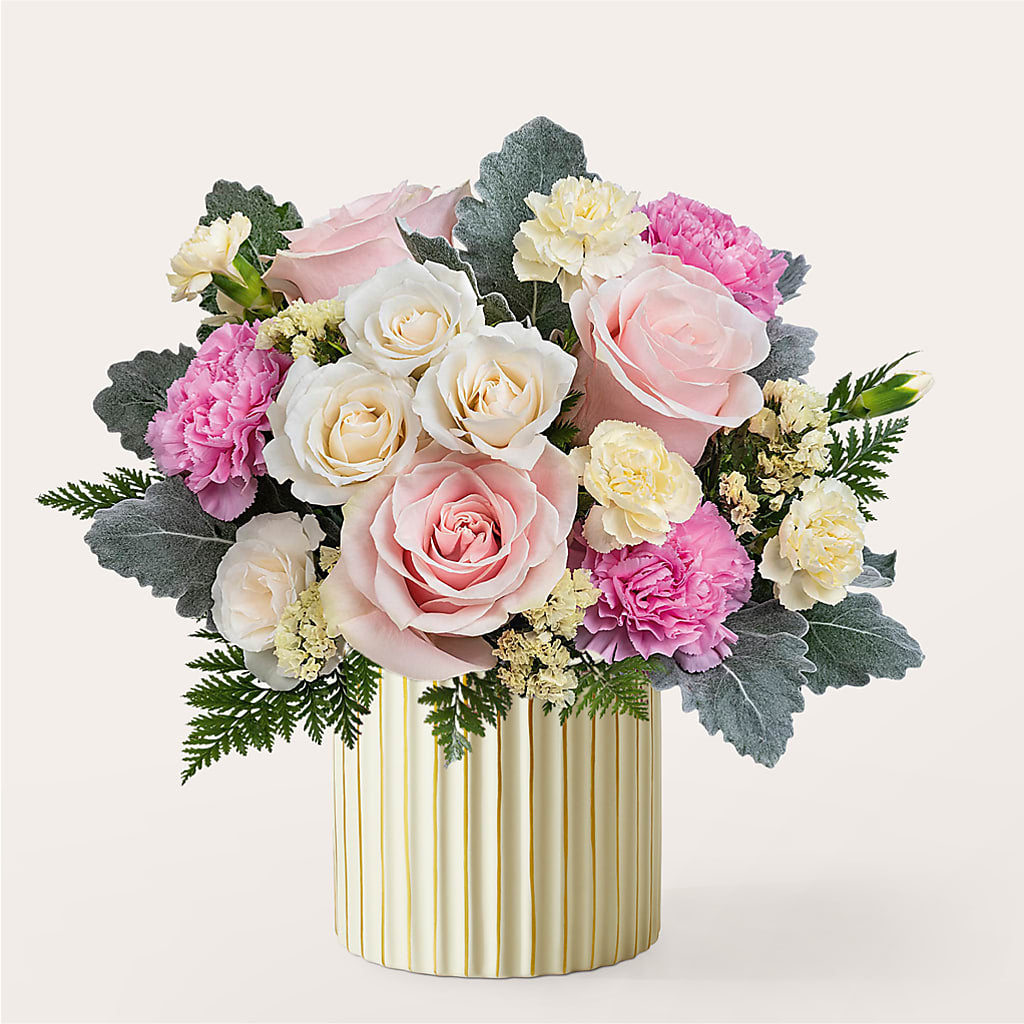 Blissful Moments Bouquet with Ivory Vase – FONSECA'S FLOWERS, San Bernardino CA