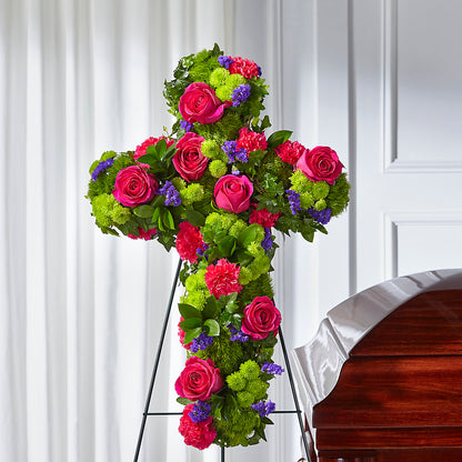 Tribute Rose Floral Cross – FONSECA'S FLOWERS, San Bernardino CA