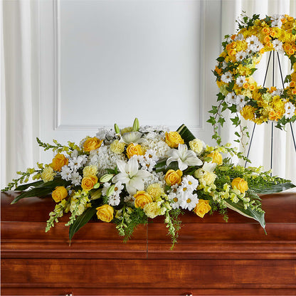 Golden Harmony Casket Spray – FONSECA'S FLOWERS, San Bernardino CA