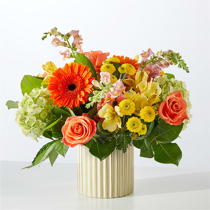 Autumn Sunshine Bouquet with Ivory Vase – FONSECA'S FLOWERS, San Bernardino CA