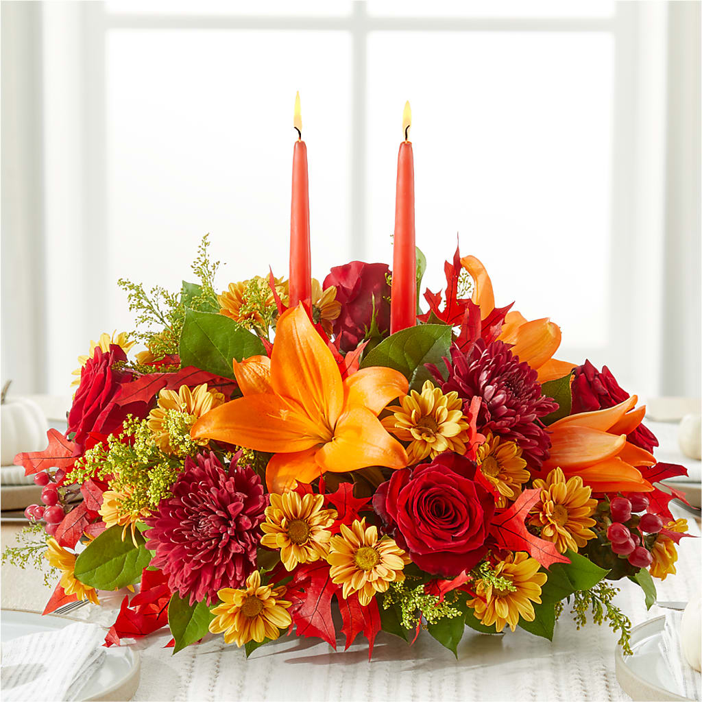 Autumn's Embrace Centerpiece – FONSECA'S FLOWERS, San Bernardino CA