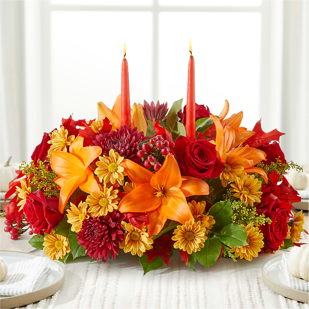 Autumn's Embrace Centerpiece – FONSECA'S FLOWERS, San Bernardino CA