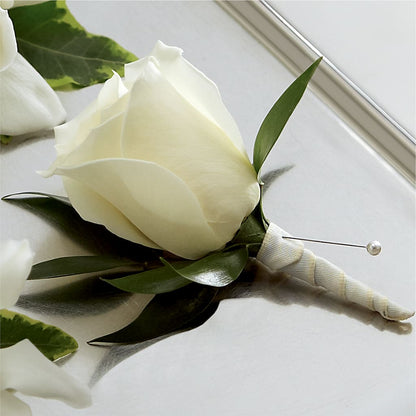 White Rose Boutonniere – FONSECA'S FLOWERS, San Bernardino CA